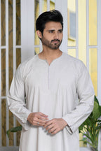 Beige Omani Long Sleeve Jubba Beaded Details