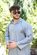 Blue Hooded Long Sleeve Jubba with Pockets