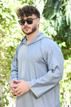 Blue Hooded Long Sleeve Jubba with Pockets