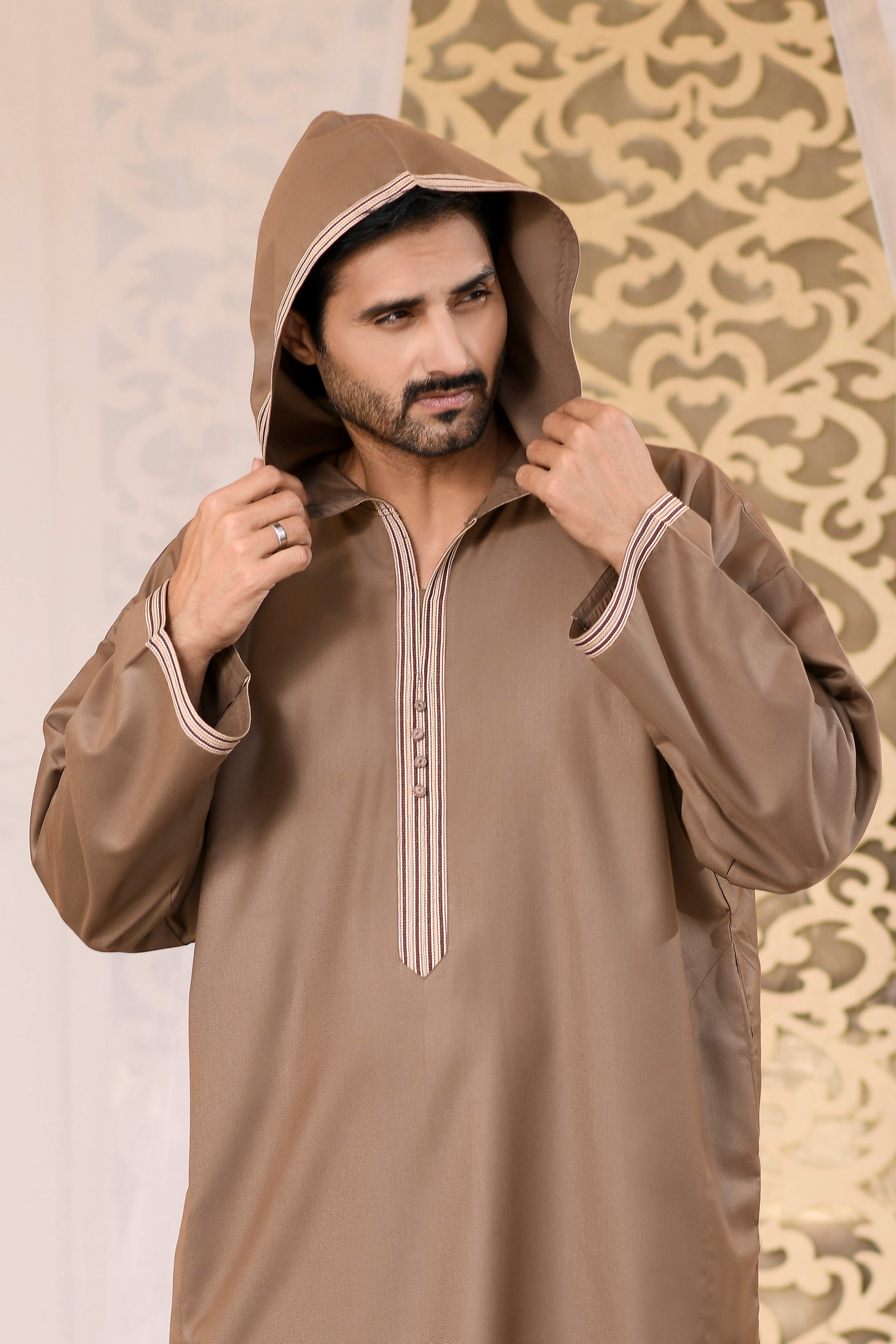 Blue Hooded Long Sleeve Jubba with Pockets