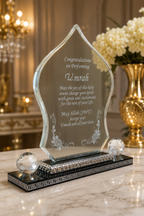 Elegant Umrah Mubarak Dome Crystal Gift Plaque