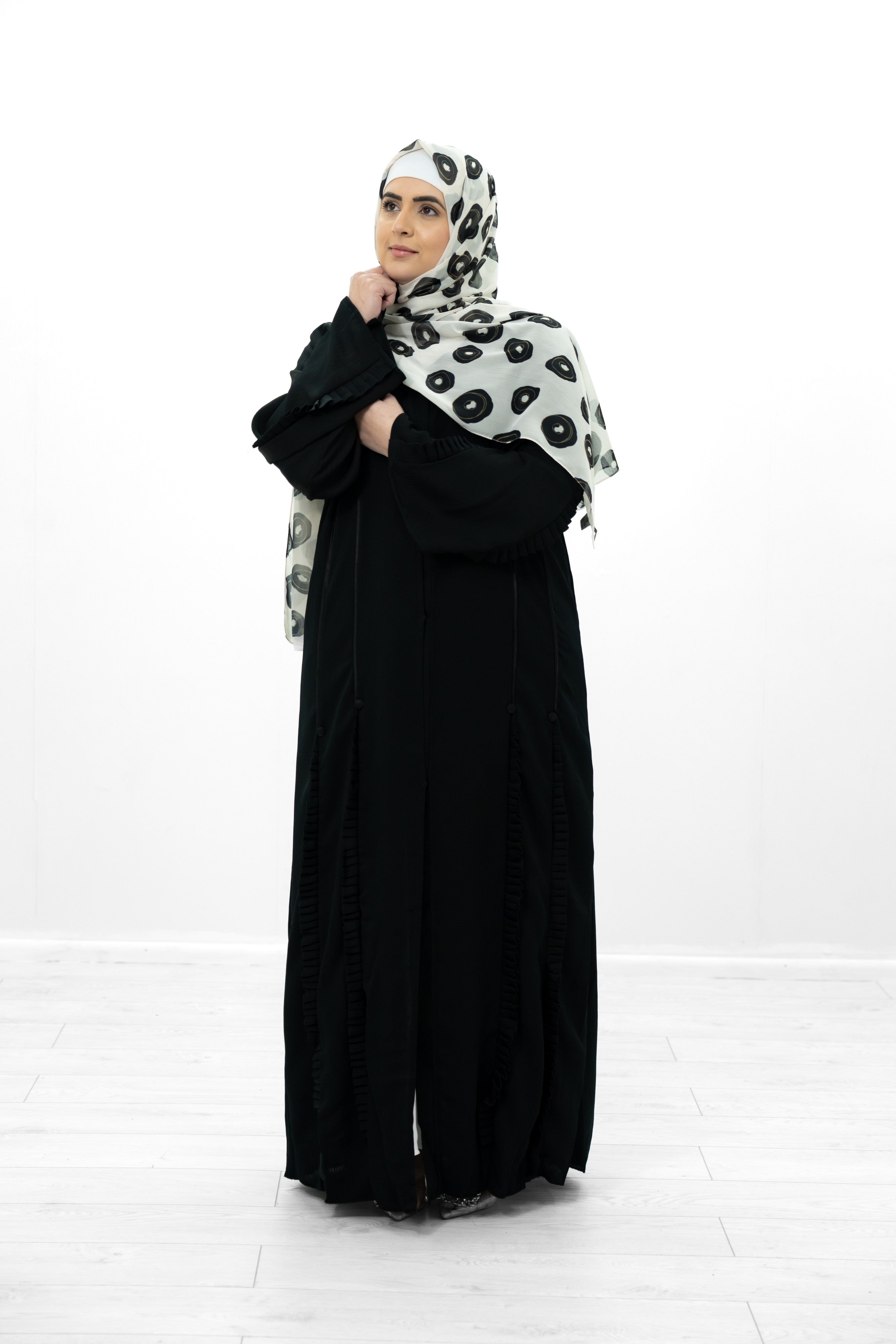 Dark Grey Chiffon 2 Piece Abaya