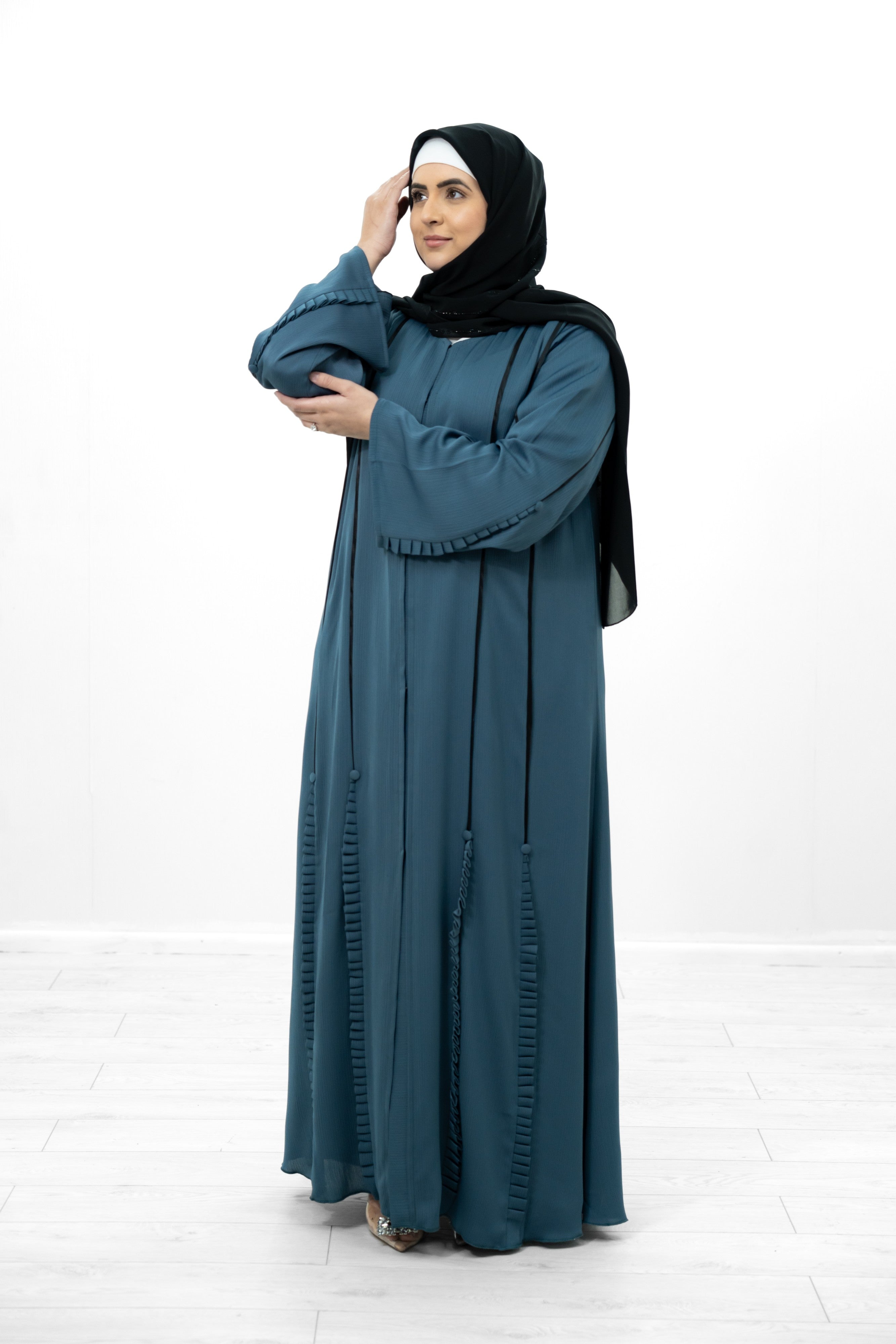Dark Grey Chiffon 2 Piece Abaya