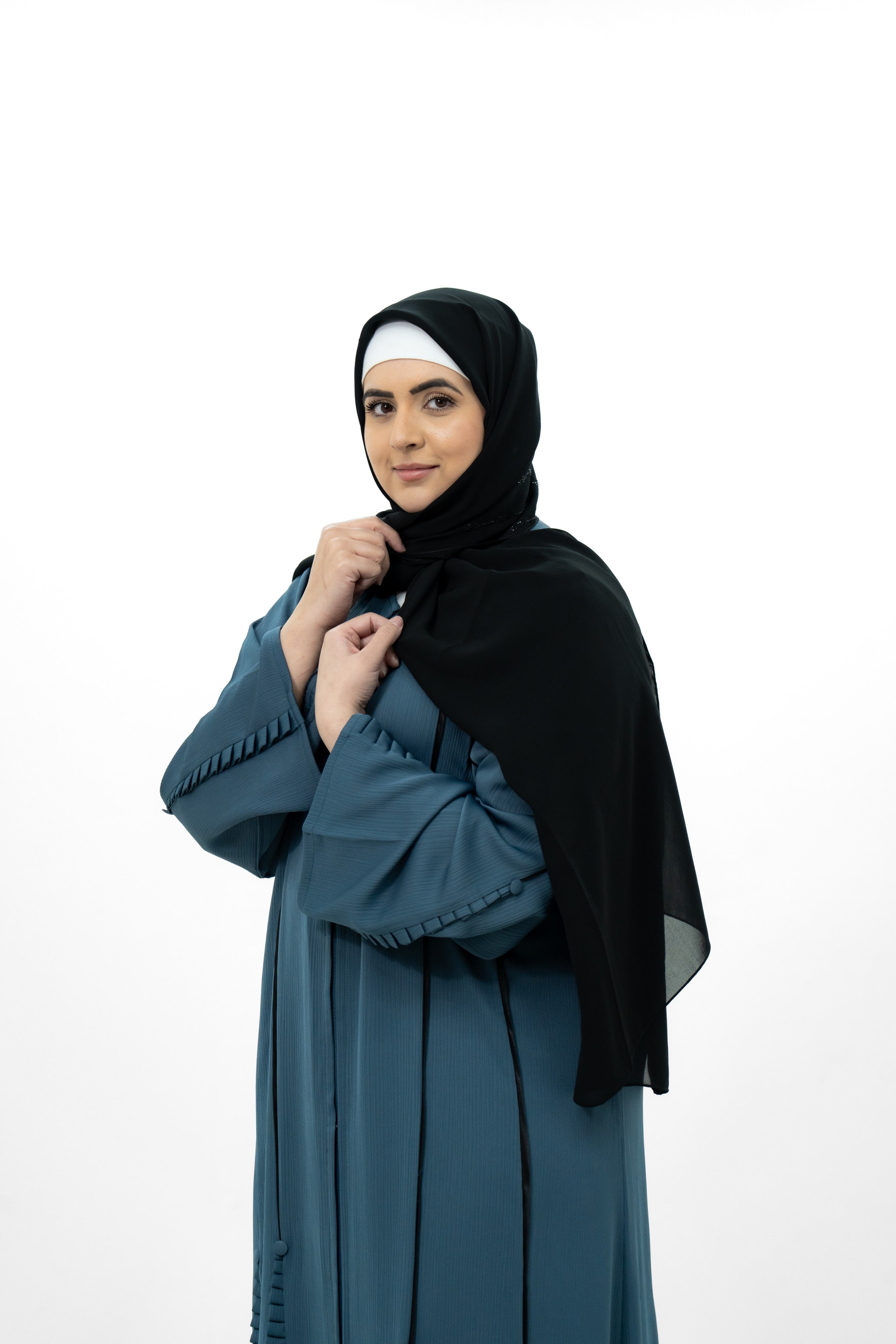 Dark Grey Chiffon 2 Piece Abaya