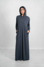 Women’s Long Hooded Ribbed Abaya