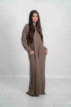 Women’s Long Hooded Ribbed Abaya