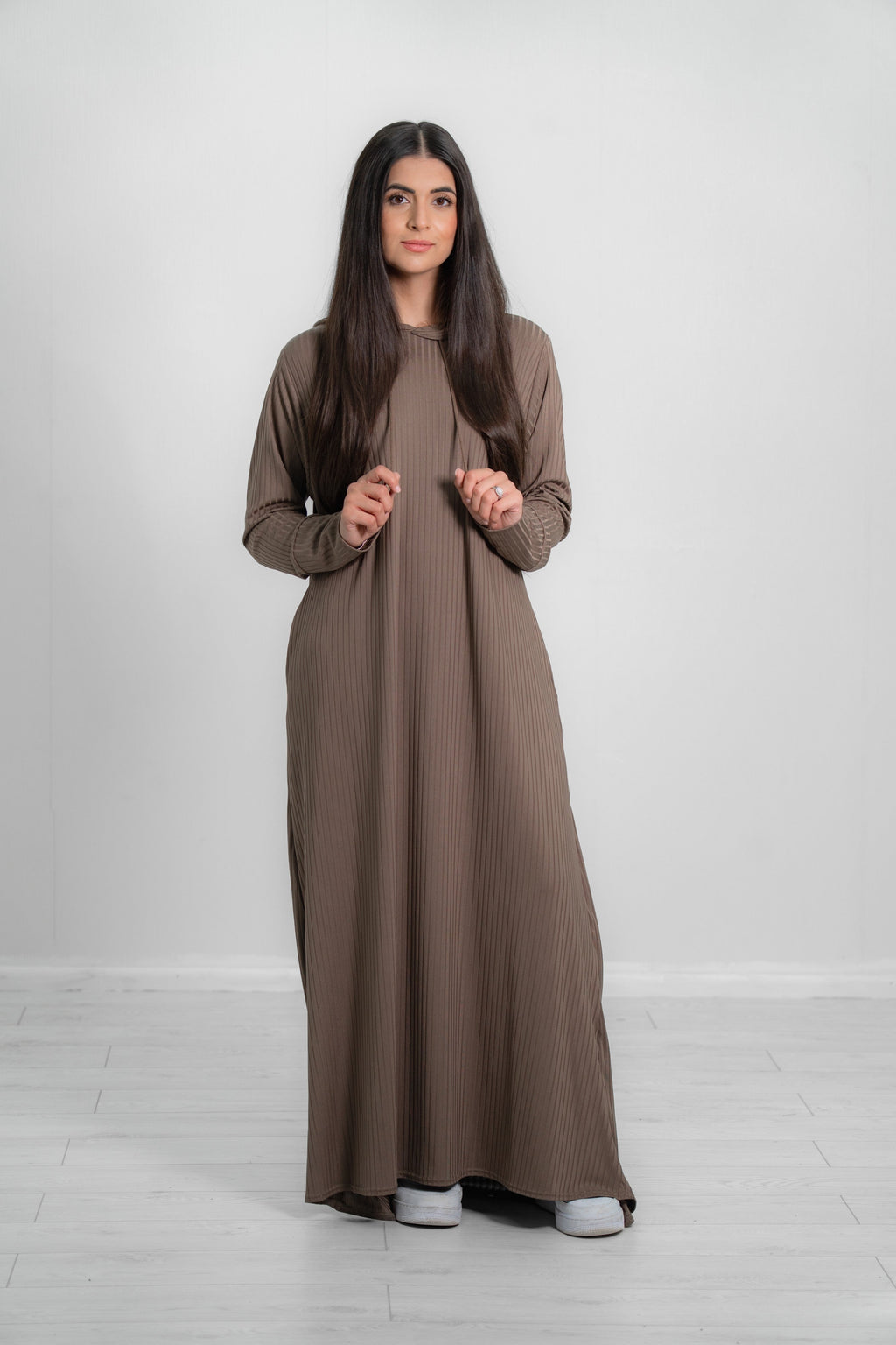 Women’s Long Hooded Ribbed Abaya