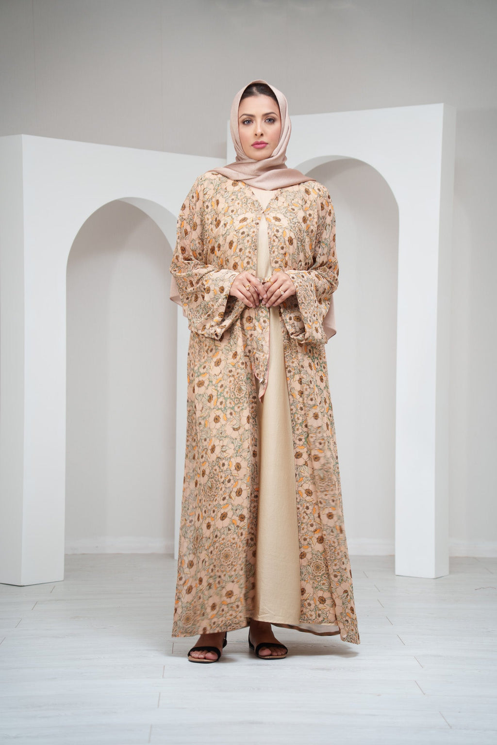 Pink Chiffon Summer Kimono with Matching Printed Belt