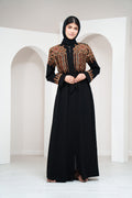 Black Moroccan Style Abaya Hand Stitched Embroidery with Beads