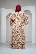 Pink Chiffon Summer Kimono with Matching Printed Belt