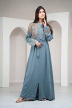 Black Moroccan Style Abaya Hand Stitched Embroidery with Beads
