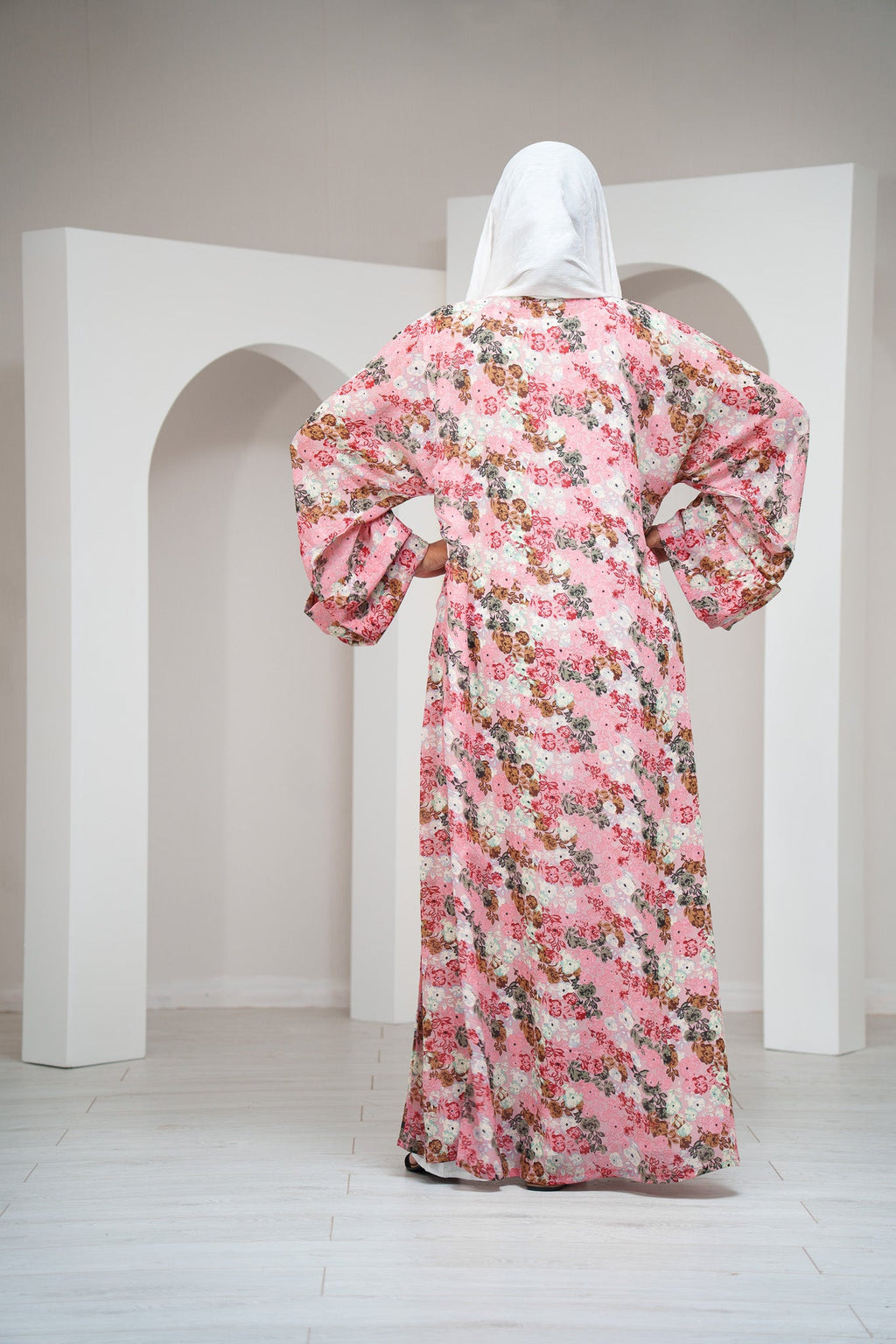 Pink Chiffon Summer Kimono with Matching Printed Belt