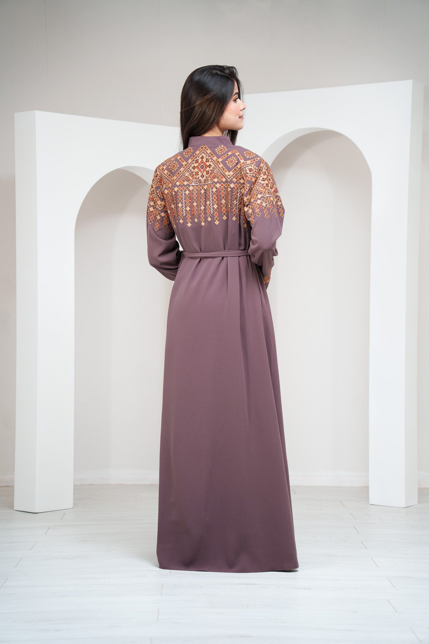 Black Moroccan Style Abaya Hand Stitched Embroidery with Beads