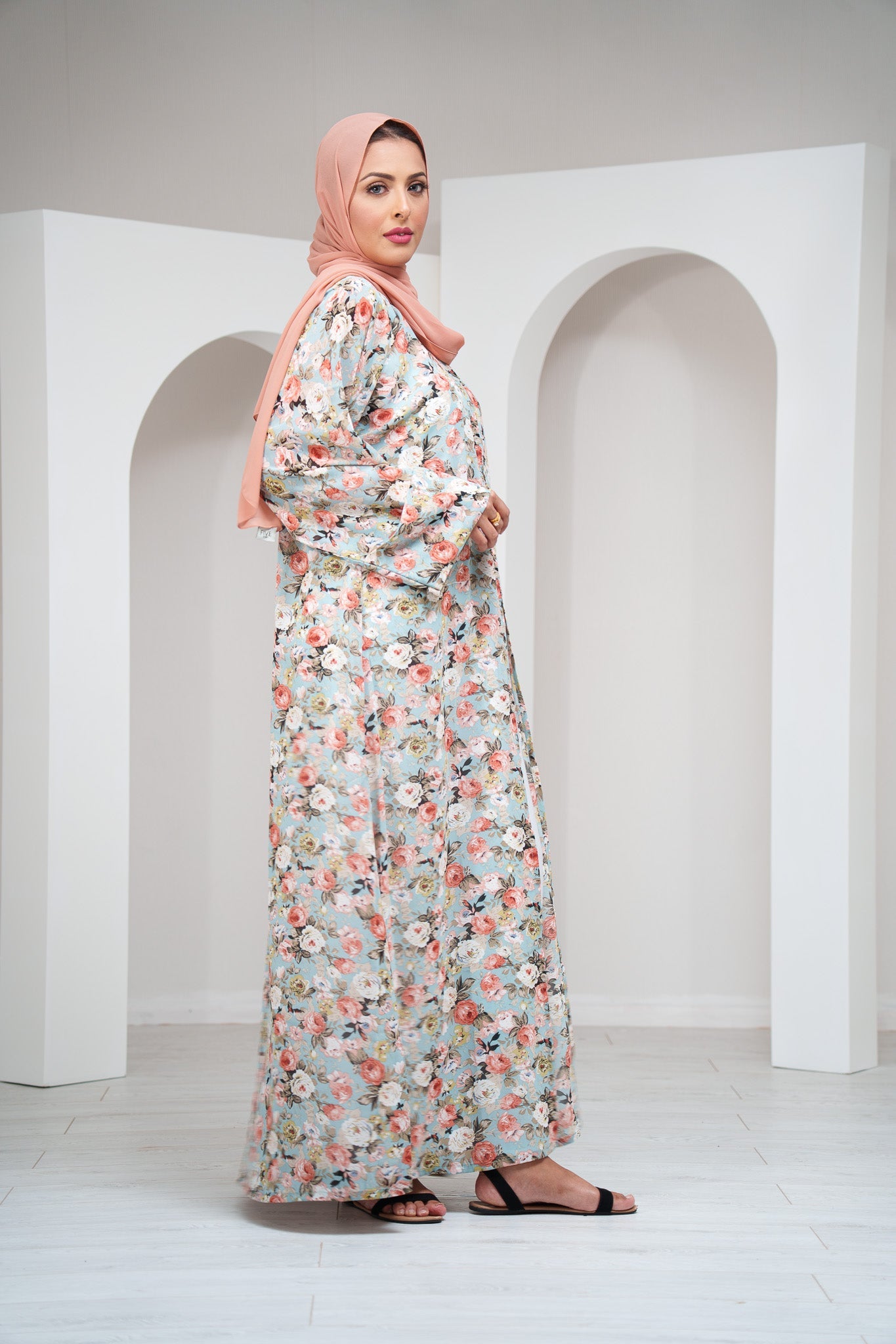Pink Chiffon Summer Kimono with Matching Printed Belt