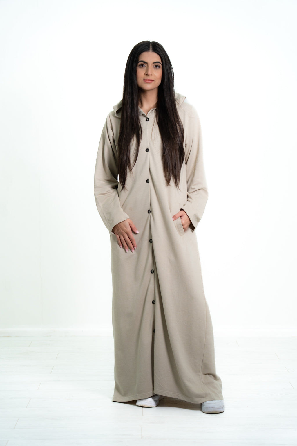 Women’s Button Closure Hooded Abaya