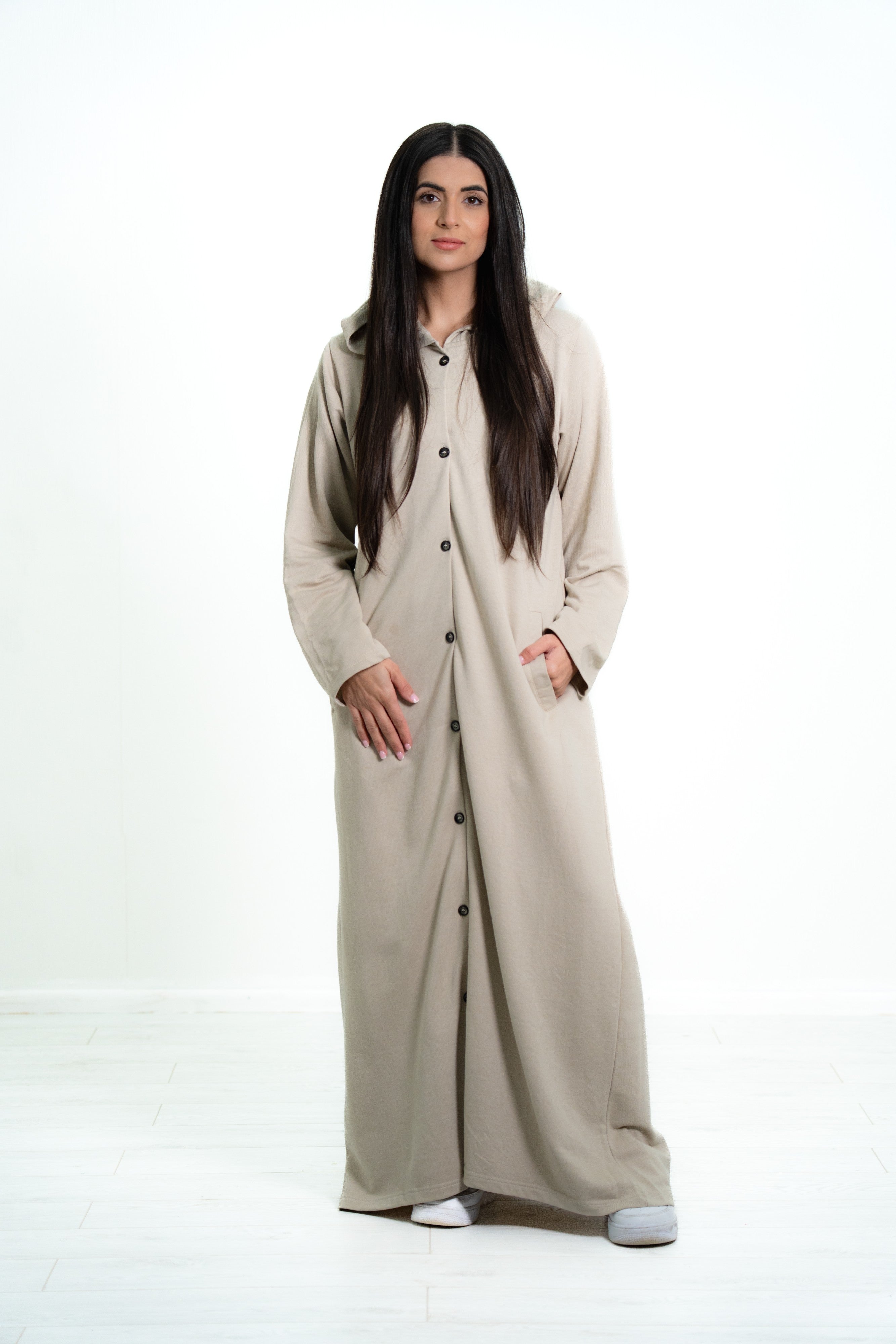 Women’s Button Closure Hooded Abaya