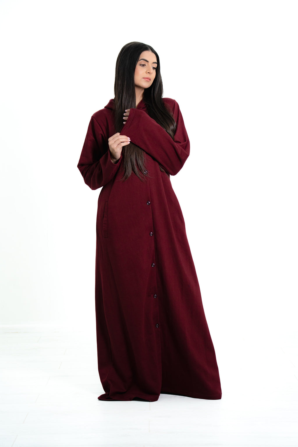 Women’s Button Closure Hooded Abaya
