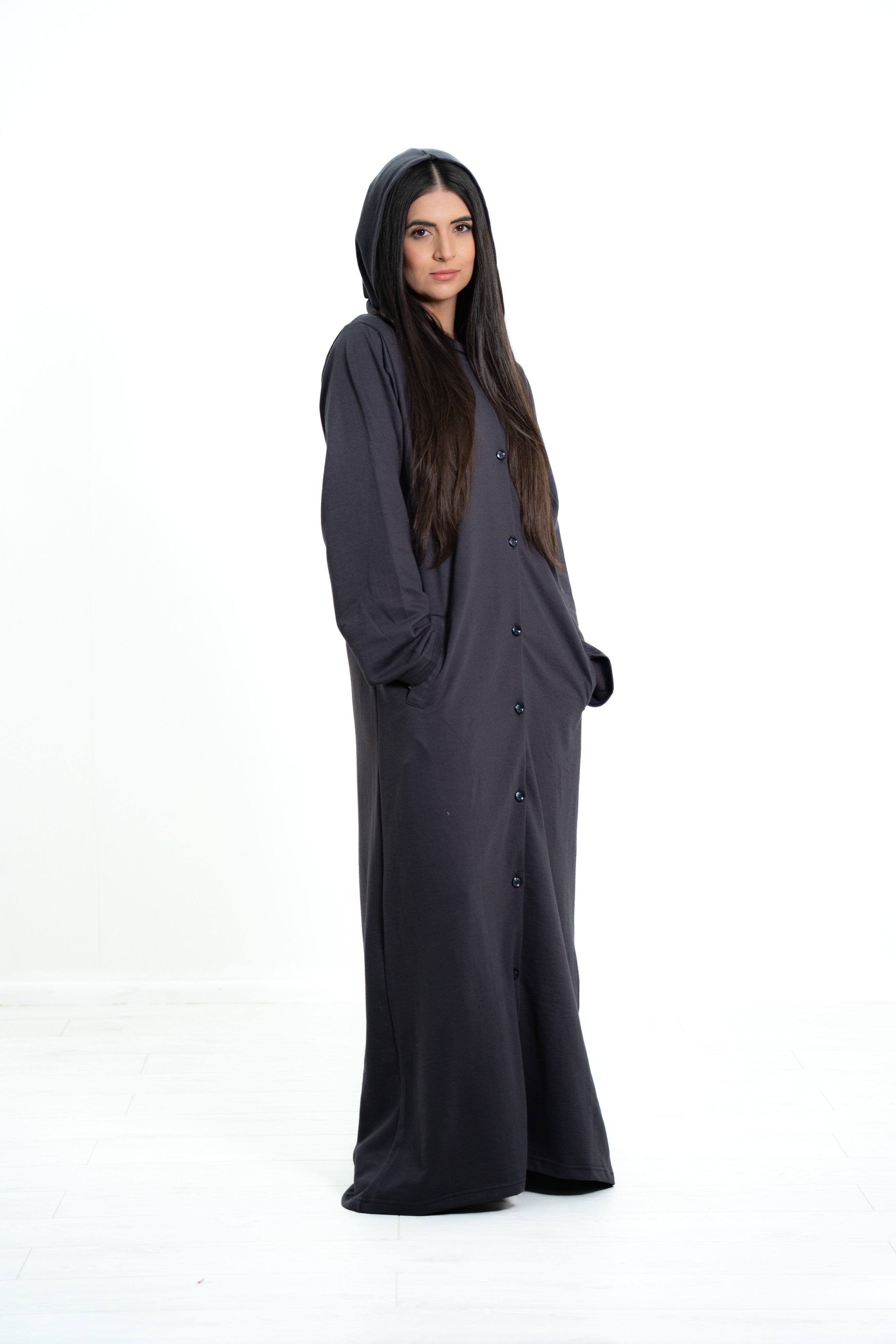Women’s Button Closure Hooded Abaya