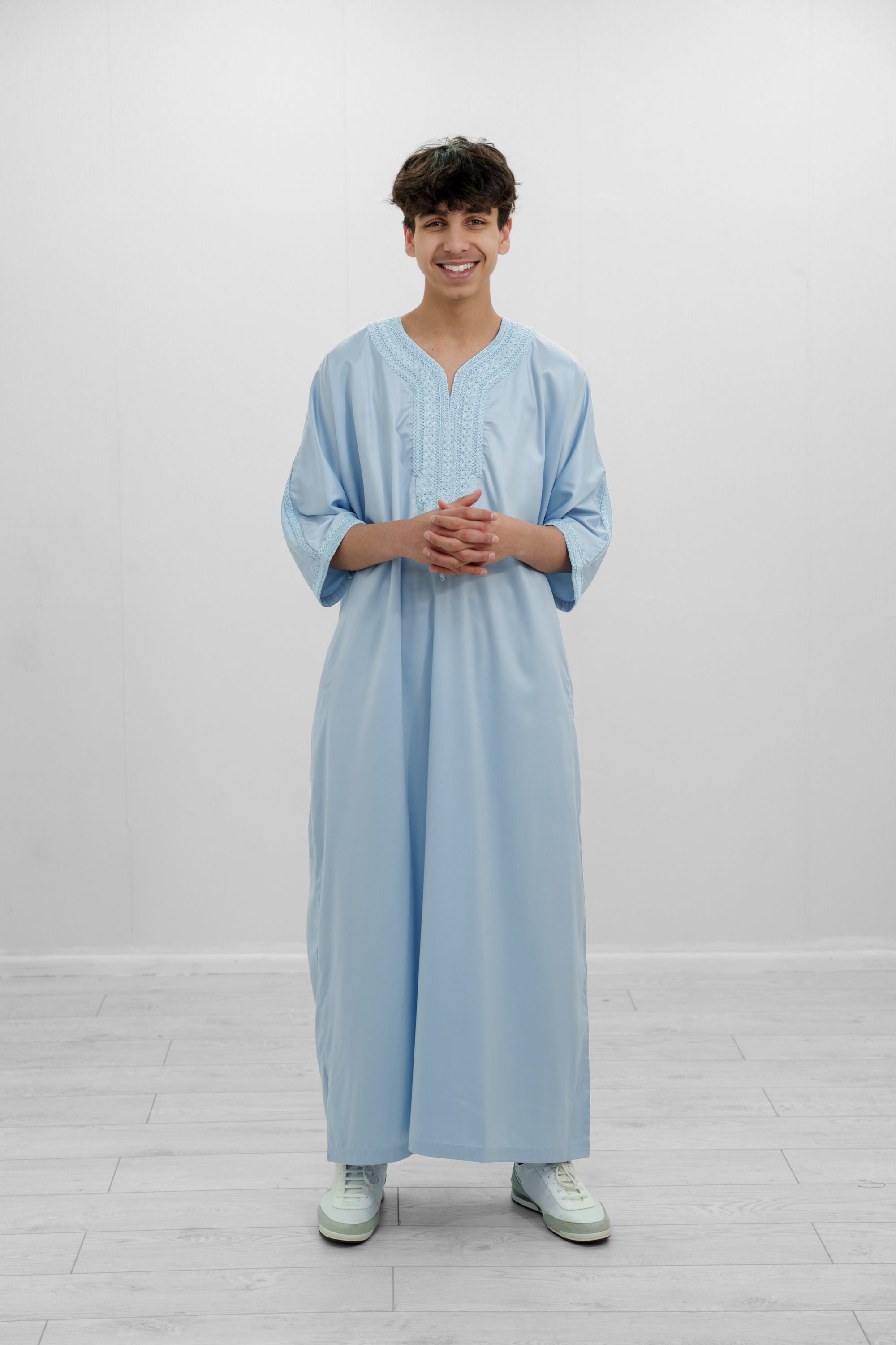 Black Shiny Half Sleeve  Moroccan Jubba with Pockets