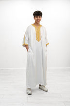 Black Shiny Half Sleeve  Moroccan Jubba with Pockets