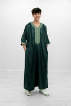 Black Shiny Half Sleeve  Moroccan Jubba with Pockets