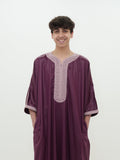 Black Shiny Half Sleeve  Moroccan Jubba with Pockets