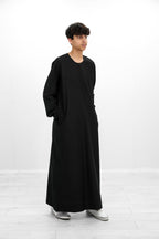 Grey Omani Zip Neck with V Neck Embroidery Design Jubba