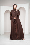 Brown 2 Piece Open Abaya with Clasps Closure