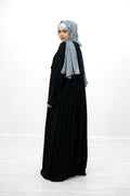 Beige Silk Abaya with Pleat Detailing on the Back