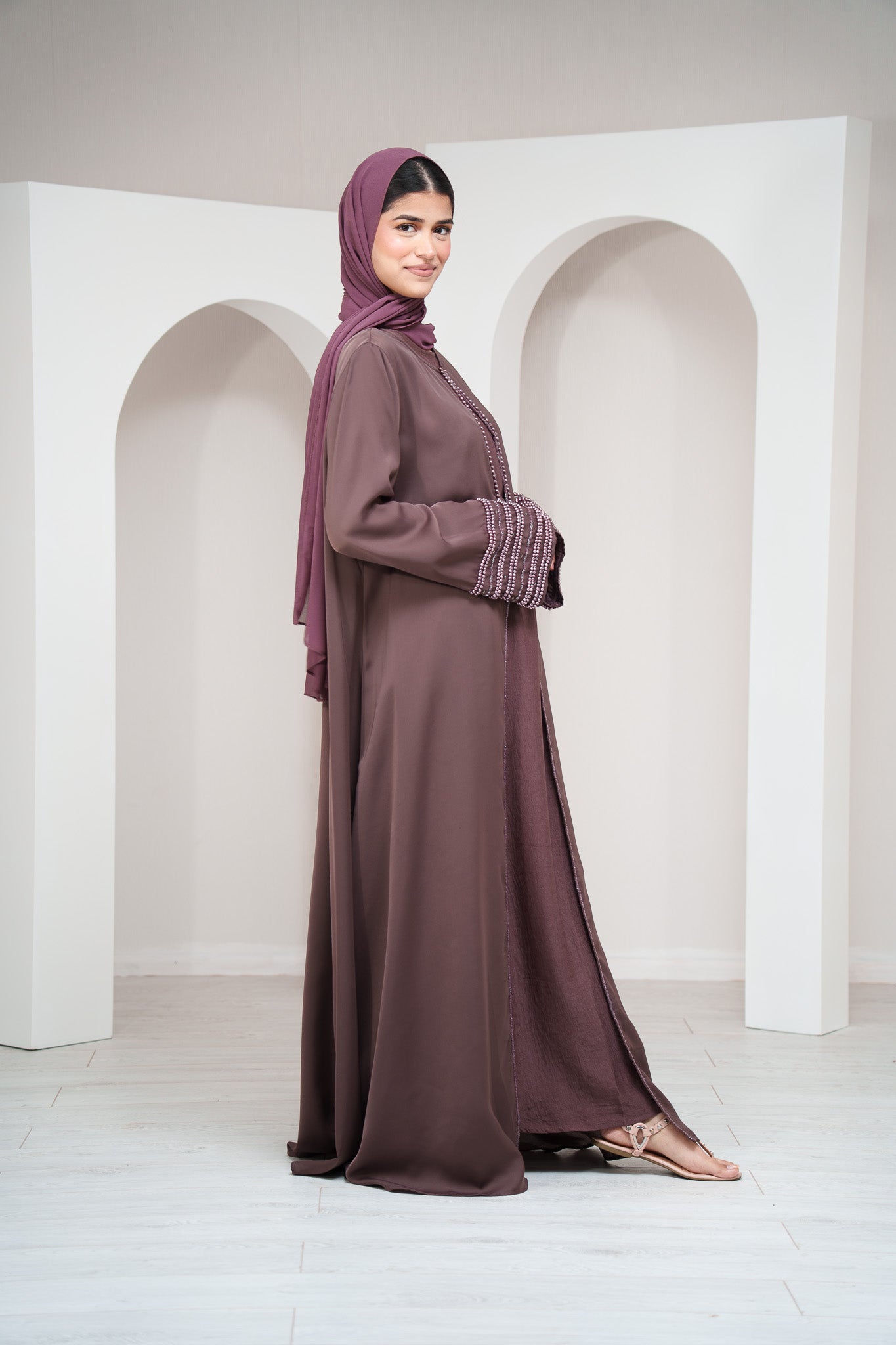 Emerald Green Round Neck 2 Piece Abaya