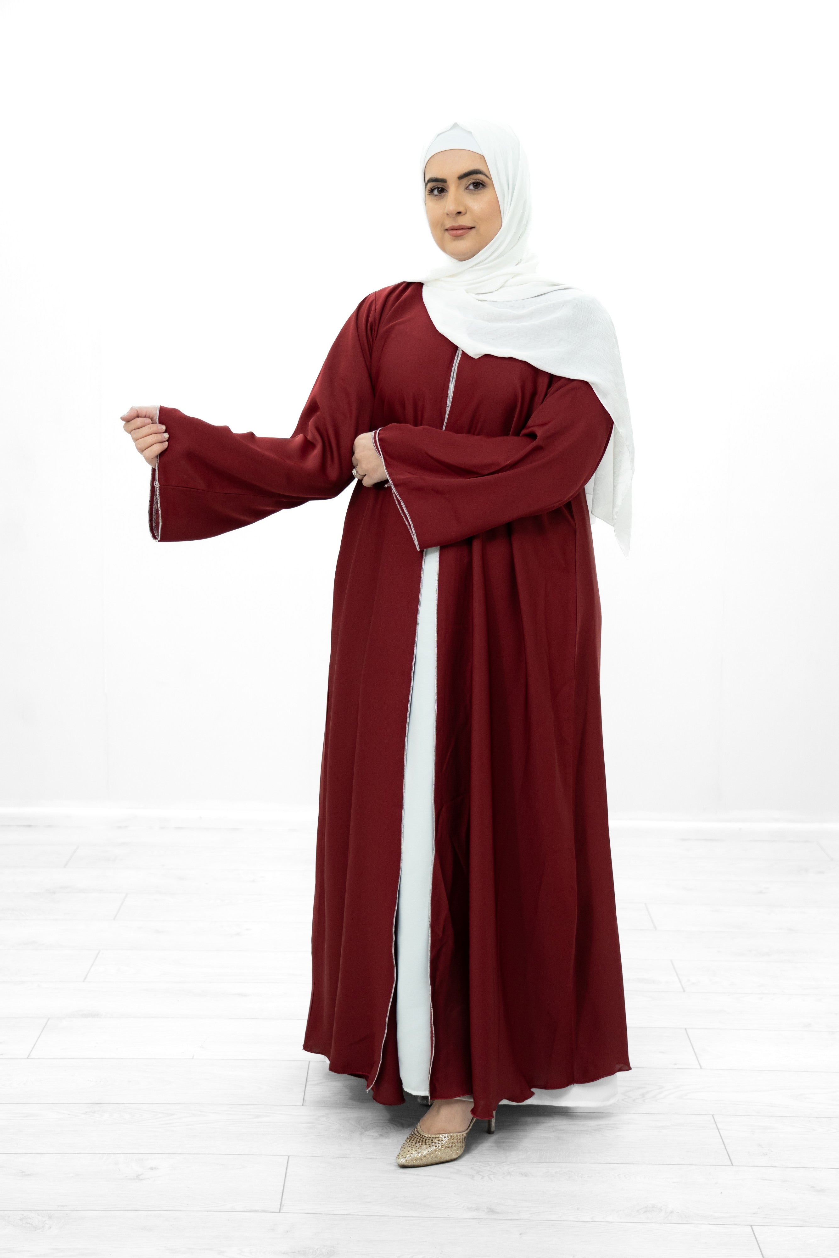 Maroon Silk 2 Piece Abaya
