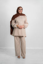 Women’s Co-Ord Set – Button-Down Top & Matching Wide-Leg Trousers