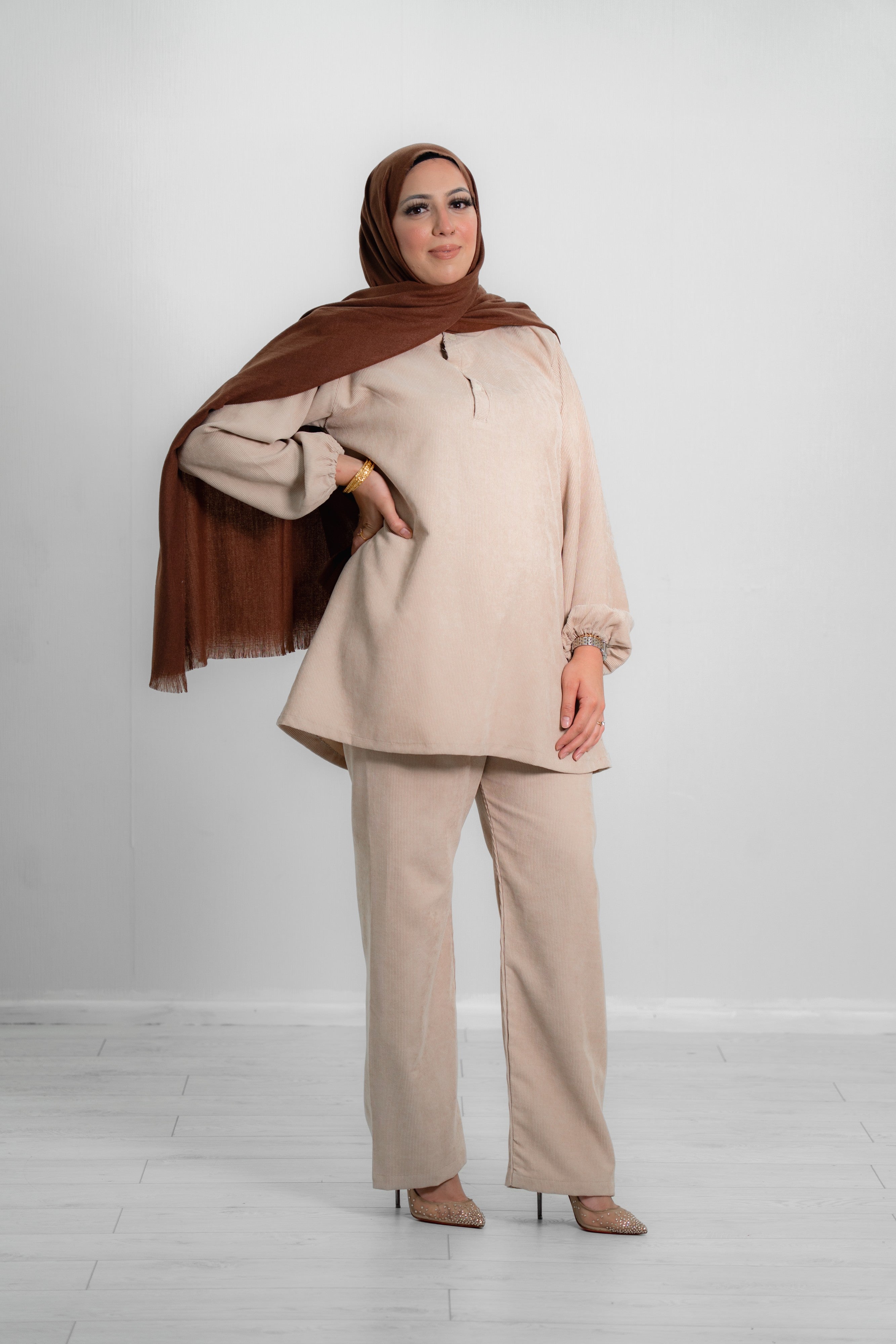 Women’s Co-Ord Set – Button-Down Top & Matching Wide-Leg Trousers
