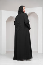 Black 2 Piece Satin Abaya with Belt