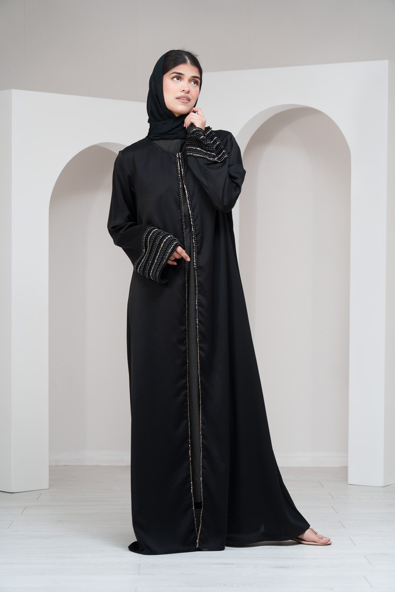 Emerald Green Round Neck 2 Piece Abaya