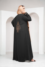 Black 2 Piece Satin Abaya with Belt