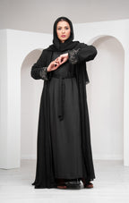 Black 2 Piece Satin Abaya with Belt