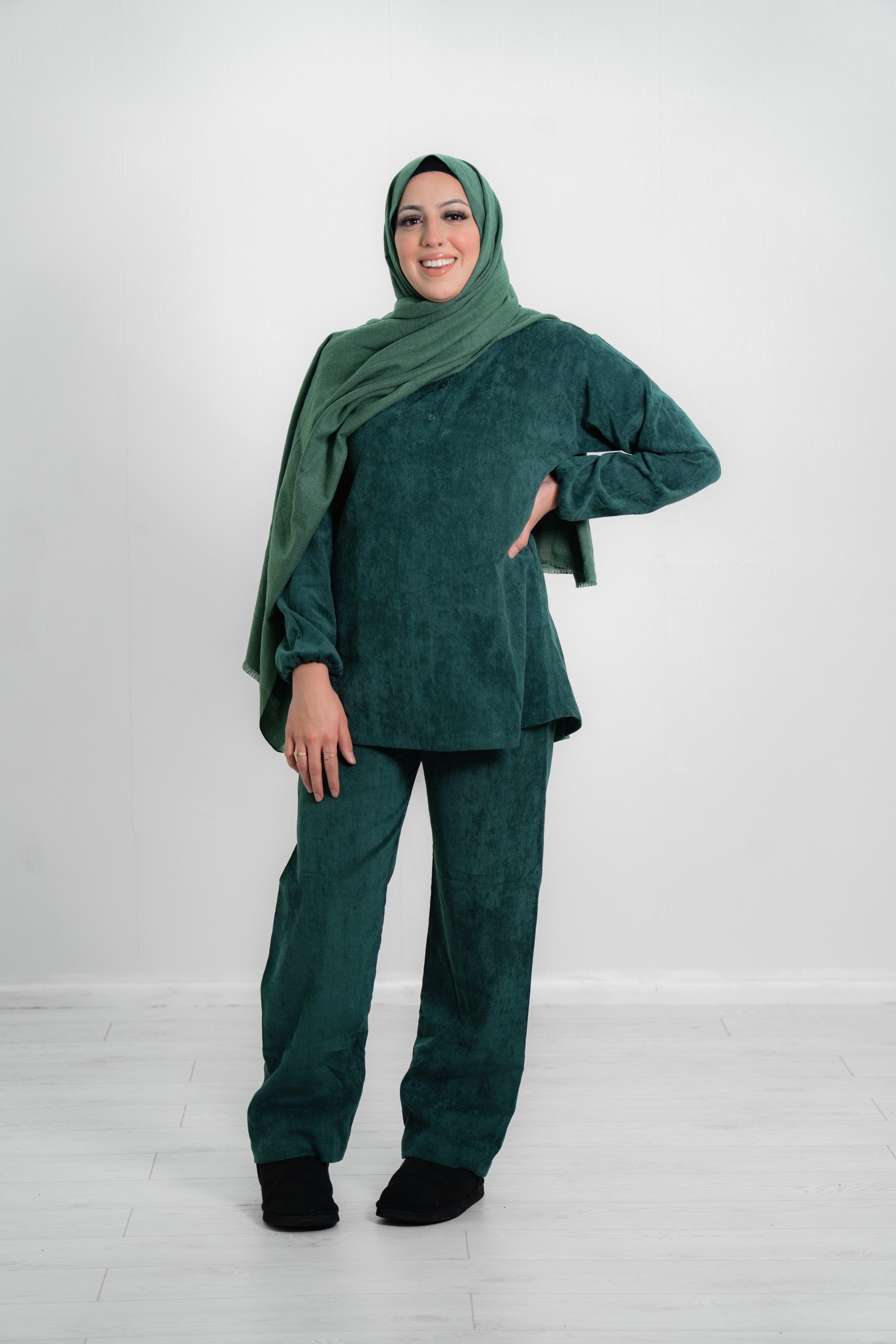 Women’s Co-Ord Set – Button-Down Top & Matching Wide-Leg Trousers