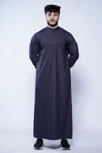 Band Collar Jubba With Velvet Details
