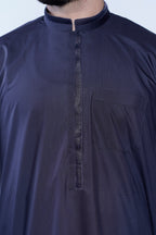 Band Collar Jubba With Velvet Details
