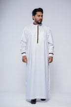 Band Collar Jubba With Velvet Details