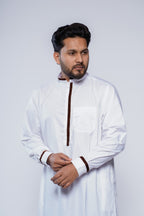 Band Collar Jubba With Velvet Details