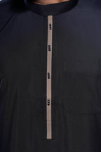 Band Collar Jubba With Velvet Stripe Design