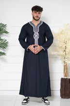 Black Moroccan Embroidered Full Sleeve Jubba