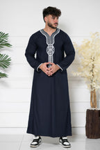 Black Moroccan Embroidered Full Sleeve Jubba
