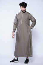 Band Collar Jubba With Velvet Details