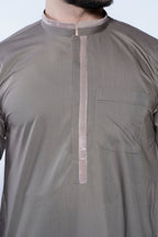 Band Collar Jubba With Velvet Details