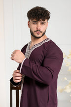 Black Moroccan Embroidered Full Sleeve Jubba