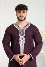 Black Moroccan Embroidered Full Sleeve Jubba
