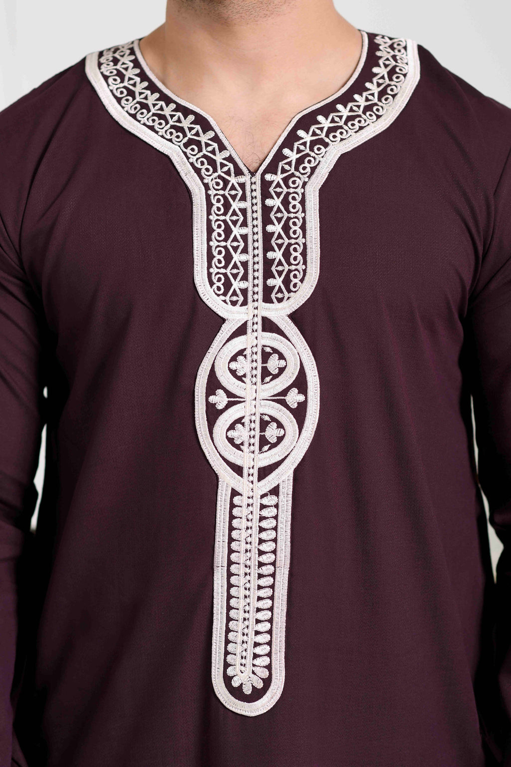 Black Moroccan Embroidered Full Sleeve Jubba